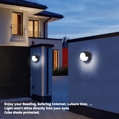 2-Pack Black Circular Aluminum Outdoor Wall Sconces - Image 4