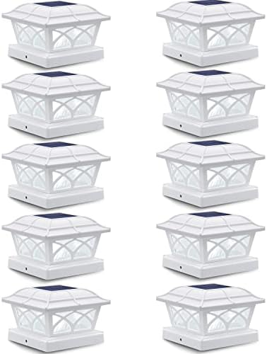 SIEDiNLAR Solar Post Cap Lights Outdoor Glass 2 Color Modes White (10 Pack) by Siedinlar