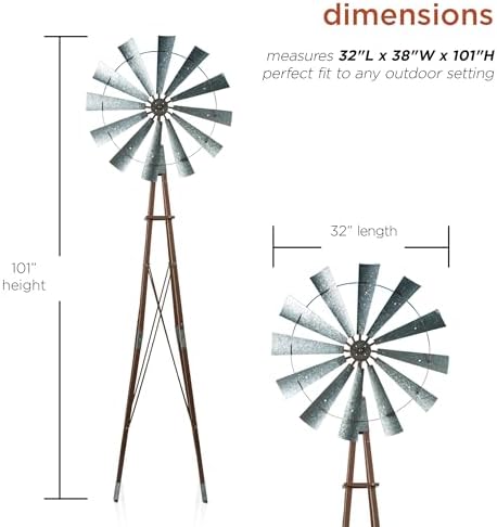 Alpine Corporation JUM264 Garden Metal Kinetic Windmill, 101 Inch Tall, Multi-Color - Image 3