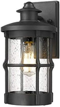 Outdoor Wall Sconces, Outdoor Wall Lights, Exterior Wall Mount Lighting, Exterior Fixture in Black Finish with Seeded Glass for Porch, Garage, Patio, Hallway, Entryway, Black 1 Pack by RosientLighting