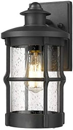 Outdoor Wall Sconces, Outdoor Wall Lights, Exterior Wall Mount Lighting, Exterior Fixture in Black Finish with Seeded Glass for Porch, Garage, Patio, Hallway, Entryway, Black 1 Pack by RosientLighting