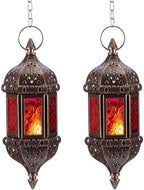 Moroccan Hexagon Lanterns - Hanging Tea Light Holders, 2-Pack by Raxmolo