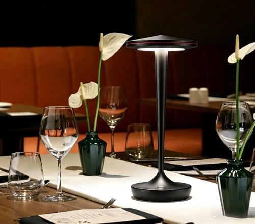 YHT Cordless Table Lamps Rechargeable for Restaurant (2 Black) - Image 2