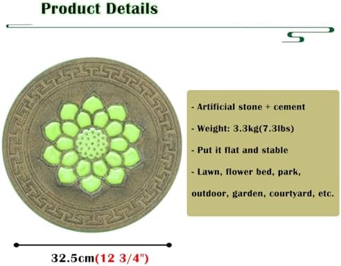 Glow in The Dark Round Stepping Stone Set, Outdoor Luminous Lotus Stepping Stone Path Pavers, Home Villa Garden Patio Stones for Decorative Ground - Image 5