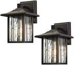 Outdoor Wall Lights Exterior, Front Porch Lights, Wall Sconce Wall Mount, Waterproof Wall Lantern with Water Ripple Glass, Black Lighting Fixtures for Garage, Patio House-2 Packs by OupavocsOutdoorLighting