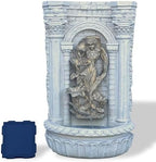 XBrand 30.3" Solar Outdoor Wall Water Fountain with Gold Flower Maiden Statue, Cascading Antique Stone Design, Garden & Patio Waterfall Feature, Polyresin Construction, Cream White by XBrandHomeGarden