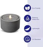 10.23” H Outdoor Water Fountain Made with Eco-Friendly Recyclable Materials, Polyethylene Round Bubbler Water Fountain Outdoor, Garden Decor with LED Light for Patio, Porch, Backyard - Image 4