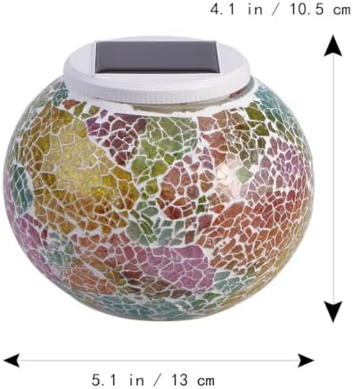 Hemoton Mosaic Solar Light Glass Table Lamp with Color Transition Modes - Image 2