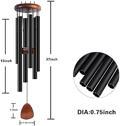 Large 6 Tune Tubes Aluminium Wind Chimes for Outside 37" Wooden Sympathy Windchimes Memorial for Outdoor Garden Patio Decoration with Wind Catcher A Unique Gift for Grandma - Image 4