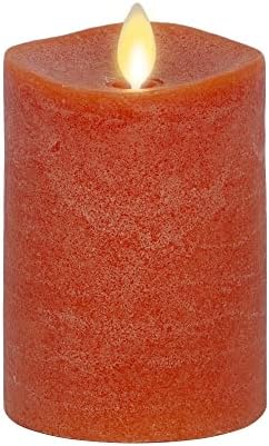 Luminara - Flameless LED Battery Operated Flickering Pillar Candles - Burnt Orange - Pack of 1-3x4.5 - Realistic Moving Flame Real Wax Indoor/Outdoor Decor by Luminara