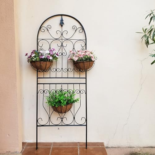 Trellis for Climbing Plants 59" H x 22" W Metal Unique Design Decorative Garden Structure Weather-Resistant Trellises Outdoor Decor Flowers Roses Vine Ivy Clematis 1 Pack - Image 4