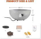 31.5'' Round Propane Fire Pit Table Concrete Fire Bowl Outdoor - Image 3