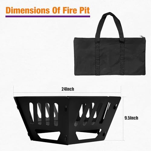 24-Inch Portable Fire Pit with Carry Bag| - Image 2