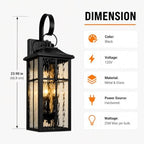 2 Pack Dusk to Dawn Outdoor Wall Lights, 23.9" Black - Image 4