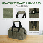 15 Inch Tool Bag, Heavy Duty Wide Mouth Water-Resistant Tool Bag, Tool Tote with Handle for Tools, Wrenches, Screwdrivers (15 X 7.8 X 11.5 inch) | ArmyGreen - Image 2
