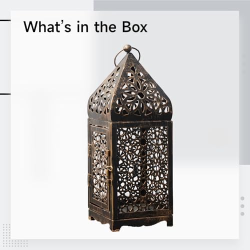 Bronze Moroccan Candle Lantern, Metal Hanging Candle Holder with Hollow Pattern, European Style Vintage Decorative Centerpiece with Top Handle, Circular Ring for Weddings, Parties, Home Decor - Image 4