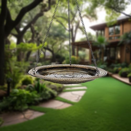 Aged Brass Beaded Hanging Bird Bath, Small 13" Diameter - Image 2