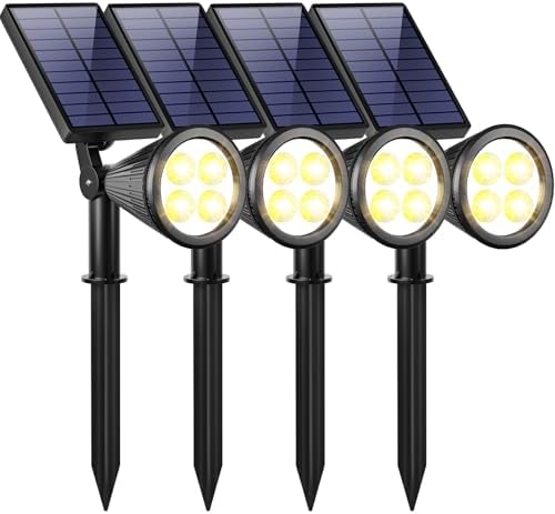 URPOWER Solar Spot Lights Outdoor Adjustable Spotlights, 4 Pack Warm White by URPOWER