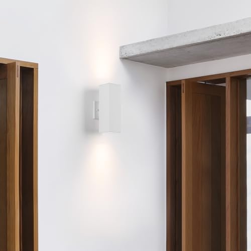 mirrea 12" Modern Outdoor Porch Light in 2 Lights, Matte White, 2 Pack - Image 5
