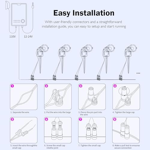 RGBW Low Voltage Landscape Lights, 10W 12/24V Color Changing Landscape Lighting with Remote, IP65 Waterproof Outdoor LED Spotlight for Garden Christmas Halloween, 8 Pack with Connectors - Image 5
