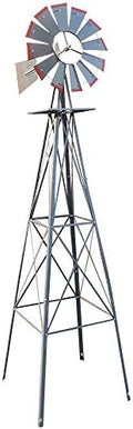 lapday 8FT Ornamental Windmill, Outdoor Backyard Garden Decoration Weather Vane, Heavy Duty Metal Wind Mill Weather Resistant (Gray) by lapday