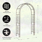 Plow & Hearth Arch Metal Outdoor Garden Arbor Montebello Gunmetal 7 Feet Tall, Steel Iron Trellis Lattice for Climbing Plants & Heavy Vines Wedding Arch Outdoor Patio Décor - Image 2