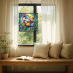 Musician Gnome Stained Glass Suncatcher – Square Hanging Window Panel for Home or Greenhouse – Whimsical Glass Art Gift for Garden Lovers, Christmas, Halloween, Father Days Dxyh3Y - Image 7