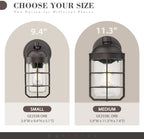 Emliviar Farmhouse Outdoor Wall Sconces, 2 Pack Vintage Exterior Light Fixtures with Nautical Metal Cage and Tempered Glass, Oil Rubbed Bronze Finish, GE255B-2PK ORB - Image 5