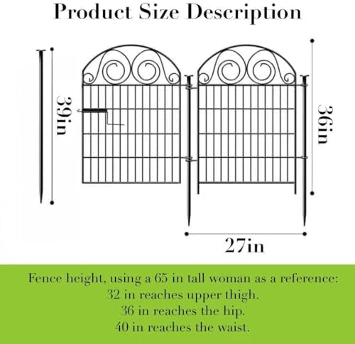 Getlay Tall Garden Fence Animal Barrier with Gate, 36 in(H) 8 Panels Garden Fences and Borders for Dogs, Dog Fence Outdoor for Yard, Total Length 17.5 Ft Metal Temporary Fencing│Patented - Image 2