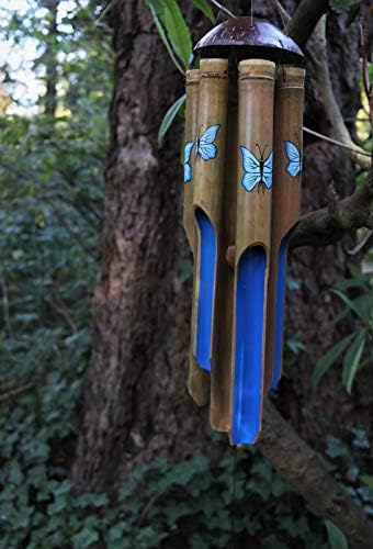 Cohasset Gifts Blue Butterfly Small Bamboo Wind Chimes: Deep Tone Outdoor Windmill & Wood Wind Chimes - Ideal Retirement Gift - Image 5
