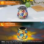 Stargarden 4Pack Mosaic Solar Lanterns, Flower Glass Hanging Lantern - Image 3
