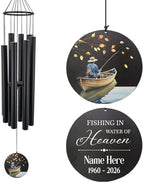 Personalized Memorial Wind Chimes, Fishing in Heaven, Sympathy Wind Chime 36inch, in Loving Memory for Loss of Loved Grandpa/Dad Loves Fishing, Memorial Gifts by ExtrabilyOfficial