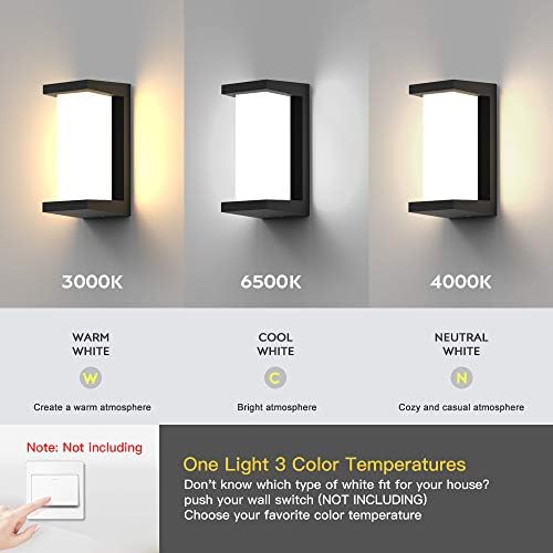 Sytmhoe Outdoor Wall Lights,2Packs 24w Exterior Light Fixture,LED Wall Sconce 3-Color-Changeable Wall Mounted Lamps,Matte Black Porch&Patio Light Outdoor,IP65 Waterproof for Hallway Stairs Gardens - Image 2