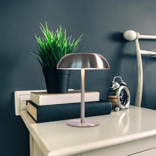 Cordless LED Mushroom Table Lamp, 5200mAh Battery, Dimmable 3 Color, Silver - Image 5