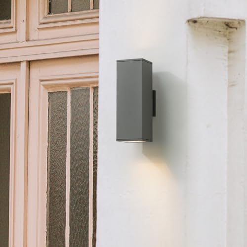 mirrea 14" Modern Outdoor Porch Light in 2 Lights, Matte Gray, 2 Pack - Image 4