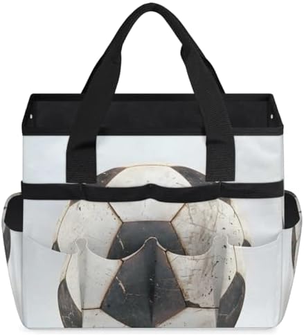 Football Ball Garden Tool Bag, Garden Tote Storage Bag with 10 Pockets, Indoor and Outdoor Soccer Gardening Tool Organizer for Women Men - Image 2