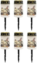Poceacles Solar Lights Outdoor Grave Candle for Cemetery Decoration Solar Outdoor Lights for Garden Lawn Backyard Pathway Decor, Skull Black Cat Leaf Print, Pack of 6 by Poceacles