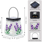 SAVENNA Mosaic Solar Lantern,Handcrafted Glass Outdoor Hanging or Table Lantern,600mAh Long Lasting Garden Light for Patio, Yard & Outdoor Decor– Lavender Pattern - Image 6