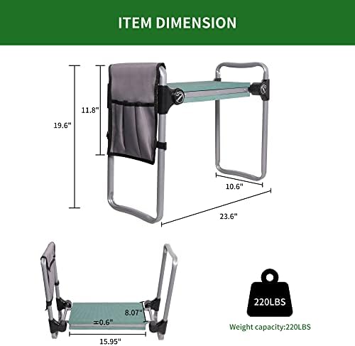 LUCKYERMORE Upgraded Garden Kneeler and Seat, Gardening Stool Kneeling Bench for Gardening with Tool Pouch, Wider&Softer EVA Kneeling Pad, Gardening Gifts for Parents Seniors, Lightweight & Heavy Duty - Image 3
