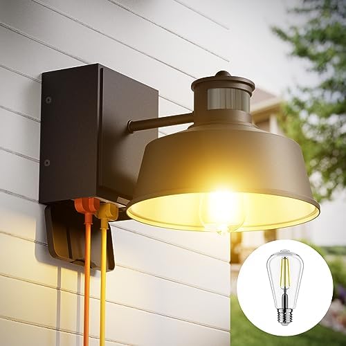Ehaho Porch Lights with Outlet for Front Door, Motion Sensor, IP65 (1 PC) by Ehaho