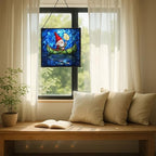 Gnome Canoe Ride Stained Glass Suncatcher – Square Hanging Window Panel for Home or Greenhouse – Whimsical Glass Art Gift for Garden Lovers, Christmas, Halloween, Father Days WaScGY - Image 7