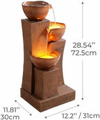 Teamson Home 28.54 in. 3-Tier Cascading Outdoor Water Fountain, Brown - Image 3