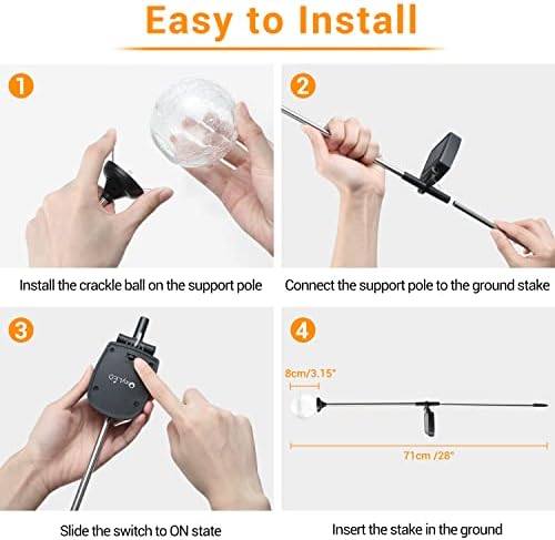 OxyLED Solar Globe Lights Outdoor 4 Pack LED Garden Stake Lights Waterproof - Image 6