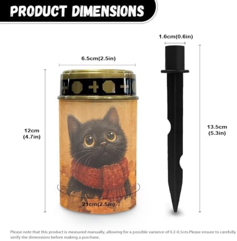 Poceacles Solar Lights Outdoor Waterproof Cemetery Solar Outdoor Candle Grave Decoration Votive Candles Blessed Lights for Loss of Loves One, Black Cat Autumn Leaf, Set of 2 - Image 7