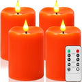 Retisee Flameless LED Candles Real Wax, 4 Pcs, Orange, 3 x 4 in by Retisee