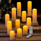 12-Pack Flameless LED Candles with Remote & Timer, 4 Sizes (3.9" to 6.9"), Waterproof Outdoor Pillar Candles, Realistic Flame & Steady Light Modes for Wedding, Patio, Party - Image 4