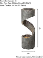 Glitzhome Outdoor Water Fountain with LED Light, Modern Spiral Tiered Outdoor Fountain with Stone Planter, Curved Freestanding Waterfall Fountains for Garden Patio Deck Porch, 40”H - Image 2