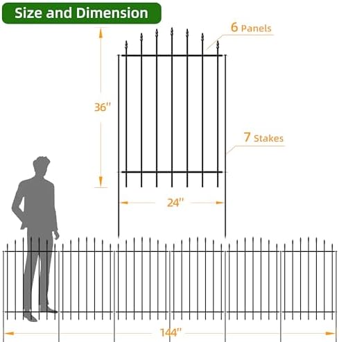 36” x 12’ No-Dig Metal Garden Fence with Stakes, Panels Fencing for Dogs - Image 3