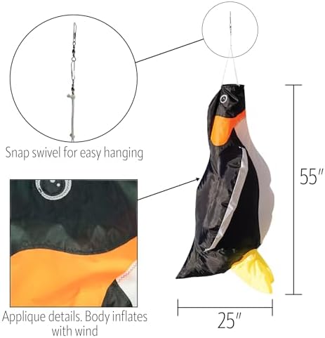 In the Breeze 5252 — Penguin Big Breeze Windsock™ — Large, 3D Beach Windsock for Yards, Gardens, Patios - Image 5