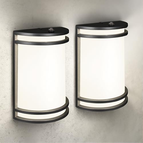 ASD LED Outdoor Wall Sconce, Dusk to Dawn 3000K 4000K 5000K Black 2 Pack by ASDLightingCorporation